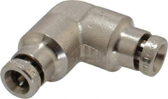 Norgren - 5/32" Outside Diam, Nickel Plated Brass Push-to-Connect Tube Union Elbow - 260 Max psi, Tube to Tube Connection - Exact Tool & Supply
