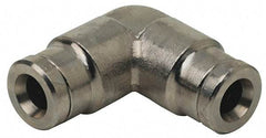 Norgren - 1/8" Outside Diam, Nickel Plated Brass Push-to-Connect Tube Union Elbow - 260 Max psi, Tube to Tube Connection - Exact Tool & Supply