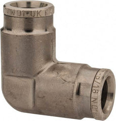 Norgren - 5/16" Outside Diam, Nickel Plated Brass Push-to-Connect Tube Union Elbow - 260 Max psi, Tube to Tube Connection - Exact Tool & Supply