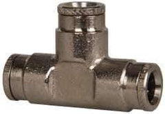 Norgren - 5/16" Outside Diam, Nickel Plated Brass Push-to-Connect Tube Union Tee - 260 Max psi, Tube to Tube Connection - Exact Tool & Supply