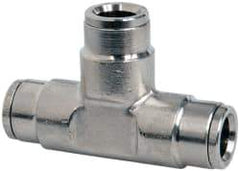 Norgren - 3/8" Outside Diam, Nickel Plated Brass Push-to-Connect Tube Union Tee - 260 Max psi, Tube to Tube Connection - Exact Tool & Supply