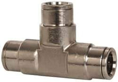 Norgren - 1/2" Outside Diam, Nickel Plated Brass Push-to-Connect Tube Union Tee - 260 Max psi, Tube to Tube Connection - Exact Tool & Supply