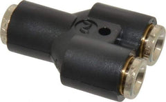 Norgren - 1/4" Tube OD, Nickel Plated Brass Push-to-Connect Tube Union Y - Tube to Tube Connection, 260 Max psi - Exact Tool & Supply