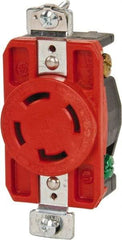 Cooper Wiring Devices - 250 VAC, 30 Amp, L15-30R NEMA, Isolated Ground Receptacle - 3 Poles, 4 Wire, Female End, Orange - Exact Tool & Supply