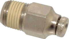 Norgren - 5/32" Tube OD, 1/8 NPTF Nickel Plated Brass Push-to-Connect Tube Male Connector - Tube to Male NPT Connection, 260 Max psi - Exact Tool & Supply
