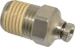 Norgren - 5/32" Tube OD, 1/4 NPTF Nickel Plated Brass Push-to-Connect Tube Male Connector - Tube to Male NPT Connection, 260 Max psi - Exact Tool & Supply