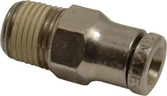 Norgren - 1/8 NPTF, Nickel Plated Brass Push-to-Connect Tube Male Connector - 260 Max psi, Tube to Male NPT Connection - Exact Tool & Supply