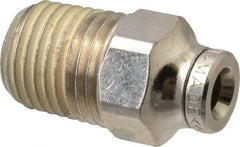 Norgren - 1/4 NPTF, Nickel Plated Brass Push-to-Connect Tube Male Connector - 260 Max psi, Tube to Male NPT Connection - Exact Tool & Supply