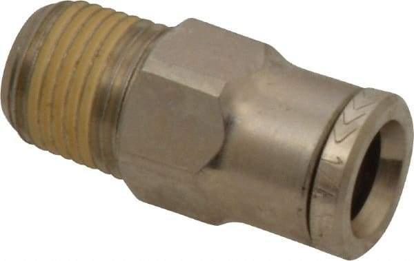 Norgren - 1/8 NPTF, Nickel Plated Brass Push-to-Connect Tube Male Connector - 260 Max psi, Tube to Male NPT Connection - Exact Tool & Supply