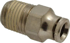 Norgren - 1/4 NPTF, Nickel Plated Brass Push-to-Connect Tube Male Connector - 260 Max psi, Tube to Male NPT Connection - Exact Tool & Supply