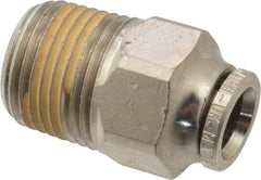 Norgren - 5/16" Tube OD, 3/8 NPTF Nickel Plated Brass Push-to-Connect Tube Male Connector - Tube to Male NPT Connection, 260 Max psi - Exact Tool & Supply