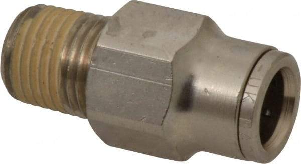 Norgren - 1/4 NPTF, Nickel Plated Brass Push-to-Connect Tube Male Connector - 260 Max psi, Tube to Male NPT Connection - Exact Tool & Supply