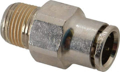 Norgren - 3/8 NPTF, Nickel Plated Brass Push-to-Connect Tube Male Connector - 260 Max psi, Tube to Male NPT Connection - Exact Tool & Supply