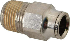 Norgren - 1/2 NPTF, Nickel Plated Brass Push-to-Connect Tube Male Connector - 260 Max psi, Tube to Male NPT Connection - Exact Tool & Supply