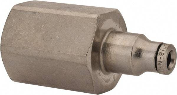Norgren - 1/4 NPTF, Nickel Plated Brass Push-to-Connect Tube Female Connector - 260 Max psi, Tube to Male NPT Connection - Exact Tool & Supply