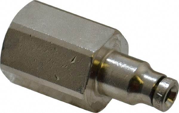 Norgren - 1/4 NPTF, Nickel Plated Brass Push-to-Connect Tube Female Connector - 260 Max psi, Tube to Male NPT Connection - Exact Tool & Supply