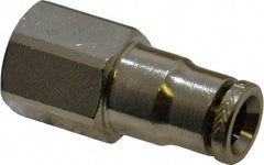 Norgren - 1/8 NPTF, Nickel Plated Brass Push-to-Connect Tube Female Connector - 260 Max psi, Tube to Male NPT Connection - Exact Tool & Supply