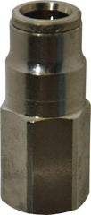Norgren - 1/4 NPTF, Nickel Plated Brass Push-to-Connect Tube Female Connector - 260 Max psi, Tube to Male NPT Connection - Exact Tool & Supply