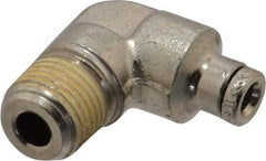 Norgren - 1/8 NPTF, Nickel Plated Brass Push-to-Connect Tube Male Elbow - 260 Max psi, Tube to Male NPT Connection - Exact Tool & Supply