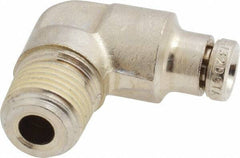 Norgren - 1/8 NPTF, Nickel Plated Brass Push-to-Connect Tube Male Elbow - 260 Max psi, Tube to Male NPT Connection - Exact Tool & Supply