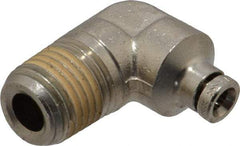 Norgren - 1/4 NPTF, Nickel Plated Brass Push-to-Connect Tube Male Elbow - 260 Max psi, Tube to Male NPT Connection - Exact Tool & Supply