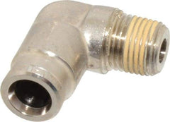 Norgren - 1/8 NPTF, Nickel Plated Brass Push-to-Connect Tube Male Elbow - 260 Max psi, Tube to Male NPT Connection - Exact Tool & Supply