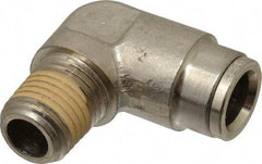 Norgren - 1/4 NPTF, Nickel Plated Brass Push-to-Connect Tube Male Elbow - 260 Max psi, Tube to Male NPT Connection - Exact Tool & Supply