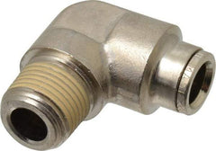 Norgren - 3/8 NPTF, Nickel Plated Brass Push-to-Connect Tube Male Elbow - 260 Max psi, Tube to Male NPT Connection - Exact Tool & Supply
