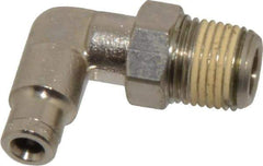 Norgren - 1/8 NPTF, Nickel Plated Brass Push-to-Connect Tube Male Swivel Elbow - 260 Max psi, Tube to Male NPT Connection - Exact Tool & Supply