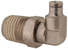 Norgren - 1/4 NPTF, Nickel Plated Brass Push-to-Connect Tube Male Swivel Elbow - 260 Max psi, Tube to Male NPT Connection - Exact Tool & Supply