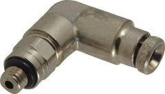 Norgren - 10-32 UNF, Nickel Plated Brass Push-to-Connect Tube Male Swivel Elbow - 260 Max psi, Tube to Male UNF Connection - Exact Tool & Supply