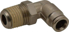 Norgren - 1/4 NPTF, Nickel Plated Brass Push-to-Connect Tube Male Swivel Elbow - 260 Max psi, Tube to Male NPT Connection - Exact Tool & Supply