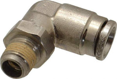 Norgren - 1/8 NPTF, Nickel Plated Brass Push-to-Connect Tube Male Swivel Elbow - 260 Max psi, Tube to Male NPT Connection - Exact Tool & Supply