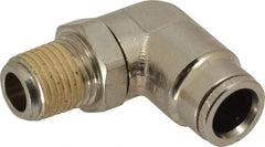 Norgren - 1/4 NPTF, Nickel Plated Brass Push-to-Connect Tube Male Swivel Elbow - 260 Max psi, Tube to Male NPT Connection - Exact Tool & Supply