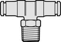 Norgren - 3/8 NPTF, Nickel Plated Brass Push-to-Connect Tube Male Swivel Branch Tee - 260 Max psi, Tube to Male NPT Connection - Exact Tool & Supply