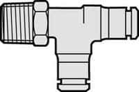 Norgren - 10-32 UNF, Nickel Plated Brass Push-to-Connect Male Swivel Run Tee - 260 Max psi, Tube to Male UNF Connection - Exact Tool & Supply