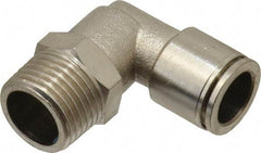 Norgren - 1/4 NPTF, Nickel Plated Brass Push-to-Connect Tube Banjo Elbow - 260 Max psi, Tube to Male Connection - Exact Tool & Supply