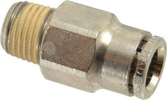 Norgren - 3/8" Outside Diam, 1/4 BSPT, Nickel Plated Brass Push-to-Connect Tube Male Connector - 260 Max psi, Tube to Male Connection - Exact Tool & Supply