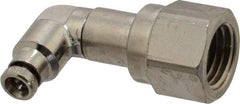 Norgren - 5/32" Outside Diam, 1/4 NPTF, Nickel Plated Brass Push-to-Connect Tube Female Swivel Elbow - 260 Max psi, Tube to Female NPT Connection - Exact Tool & Supply