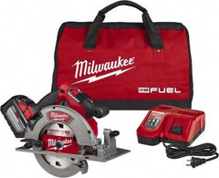 Milwaukee Tool - 18 Volt, 7-1/4" Blade, Cordless Circular Saw - 5,800 RPM, 1 Lithium-Ion Battery Included - Exact Tool & Supply