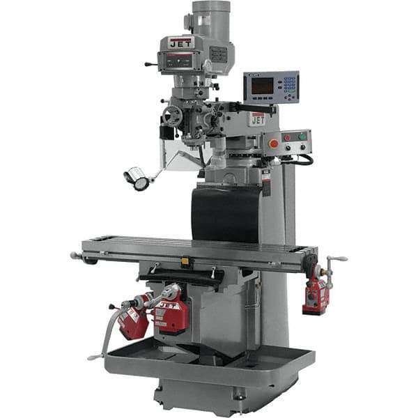 Jet - 54" Long x 12" Wide, 3 Phase Acu-Rite 200S CNC Milling Machine - Variable Speed Pulley Control, R8 Taper, 5 hp - Exact Tool & Supply
