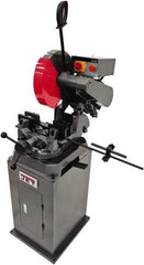 Jet - 13-1/2" Blade Diam, Straight/Miter Chop & Cut-Off Saw - 3 Phase, 3,450 RPM, 5 hp, 230/460 Volts, 4-7/8" Capacity in Solids at 90°, 3-1/8" Capacity in Solids at 45°, 4-1/8" Capacity in Pipe at 45° - Exact Tool & Supply