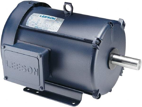 Leeson - 3 Max hp, 1,800 Max RPM, Premium Efficient Electric AC DC Motor - 230/460 V Input, Three Phase, 182T Frame, Rigid Base Mount, TEFC Enclosure - Exact Tool & Supply