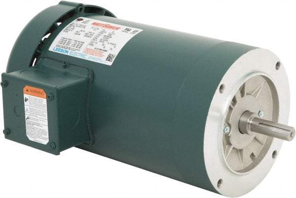 Leeson - 3 Max hp, 3,600 Max RPM, Premium Efficient Electric AC DC Motor - 230/460 V Input, Three Phase, 56C Frame, C-Face Mount, TEFC Enclosure - Exact Tool & Supply