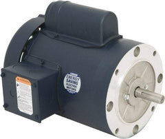 Leeson - 1-1/2 Max hp, 3,600 Max RPM, Capacitor Start Electric AC DC Motor - 115/230 V Input, Single Phase, 56C Frame, 5/8" Shaft Diam, C-Face Mount, TEFC Enclosure - Exact Tool & Supply