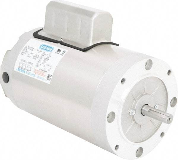 Leeson - 2 Max hp, 1,740 Max RPM, Electric AC DC Motor - 115/208-230 V Input, Single Phase, 56C Frame, C-Face Mount, TENV Enclosure - Exact Tool & Supply