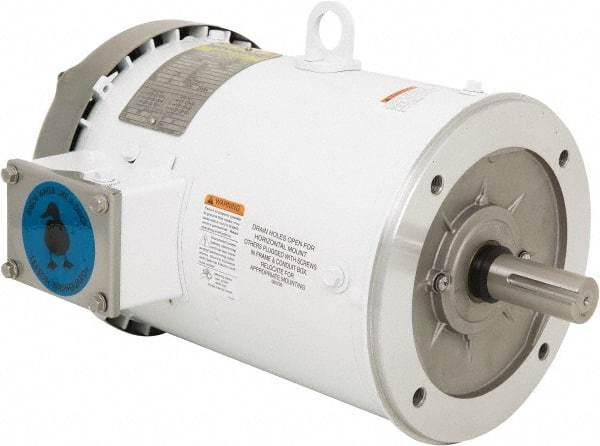 Leeson - 3 Max hp, 1,800 Max RPM, Premium Efficient Electric AC DC Motor - 230/460 V Input, Three Phase, 182TC Frame, 1-1/8" Shaft Diam, C-Face Mount, TEFC Enclosure - Exact Tool & Supply