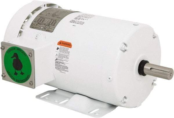 Leeson - 2 Max hp, 1,800 Max RPM, Premium Efficient Electric AC DC Motor - 230/460 V Input, Three Phase, 145T Frame, Rigid Base Mount, TEFC Enclosure - Exact Tool & Supply