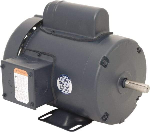Leeson - 1/2 Max hp, 1,200 Max RPM, Capacitor Start Electric AC DC Motor - 115/230 V Input, Single Phase, 56 Frame, 5/8" Shaft Diam, Rigid Base Mount, TEFC Enclosure - Exact Tool & Supply
