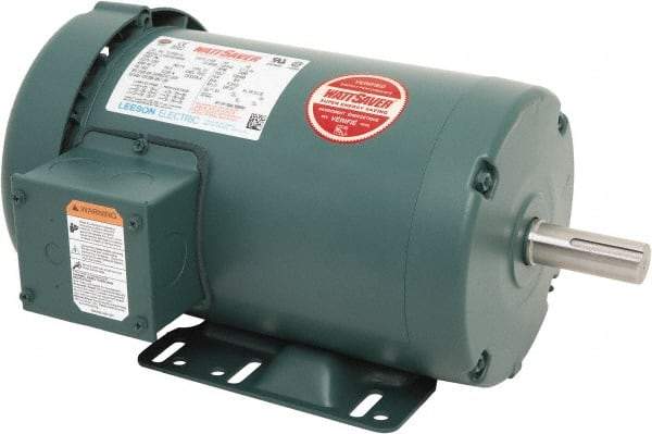 Leeson - 3 Max hp, 3,600 Max RPM, Premium Efficient Electric AC DC Motor - 230/460 V Input, Three Phase, 145T Frame, Rigid Base Mount, TEFC Enclosure - Exact Tool & Supply